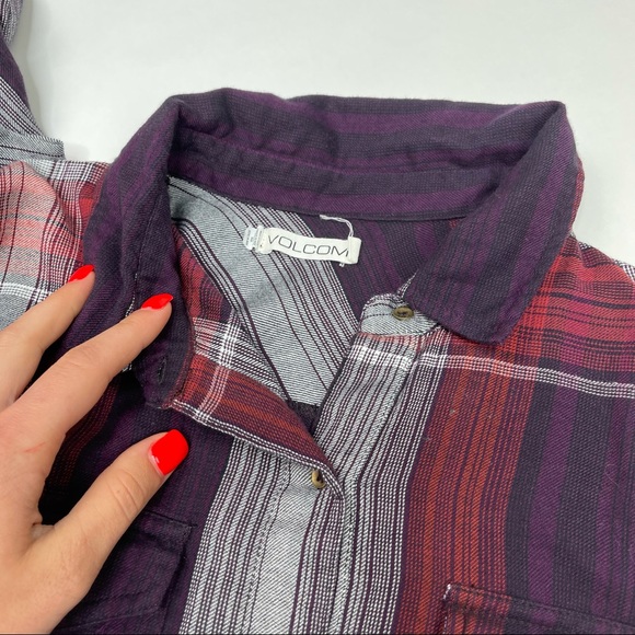 Volcom Purple Plaid Button Down Dress Size M. M - Picture 5 of 11